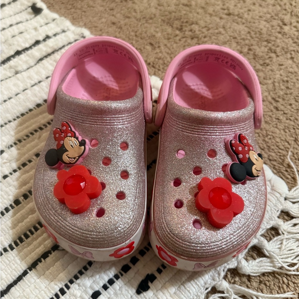 Disney Minnie Mouse Crocs Pink and Silver